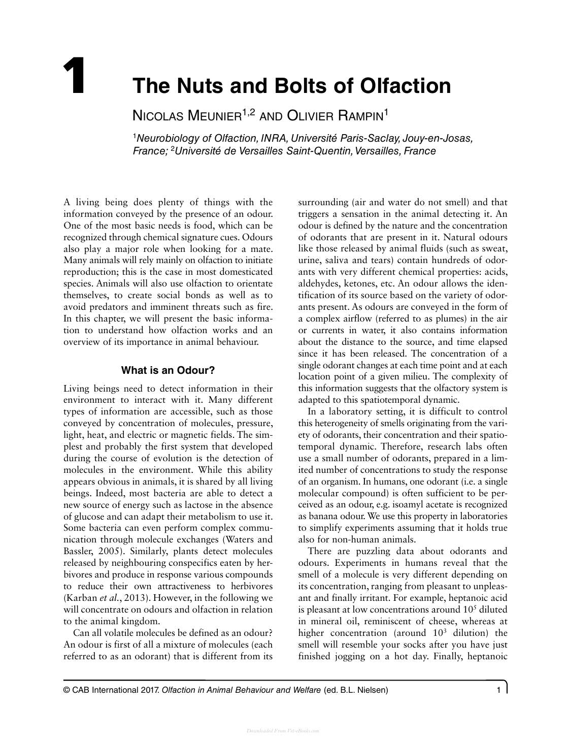 Olfaction In Animal Behaviour And Welfare