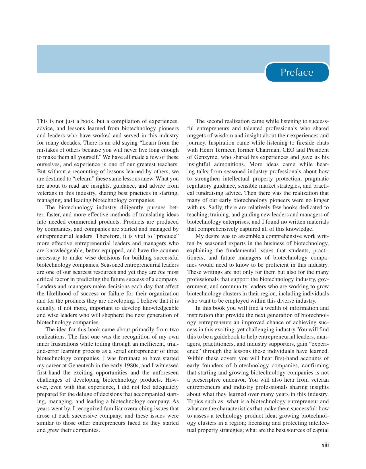 Biotechnology Entrepreneurship Starting Managing And Leading Biotech Companies