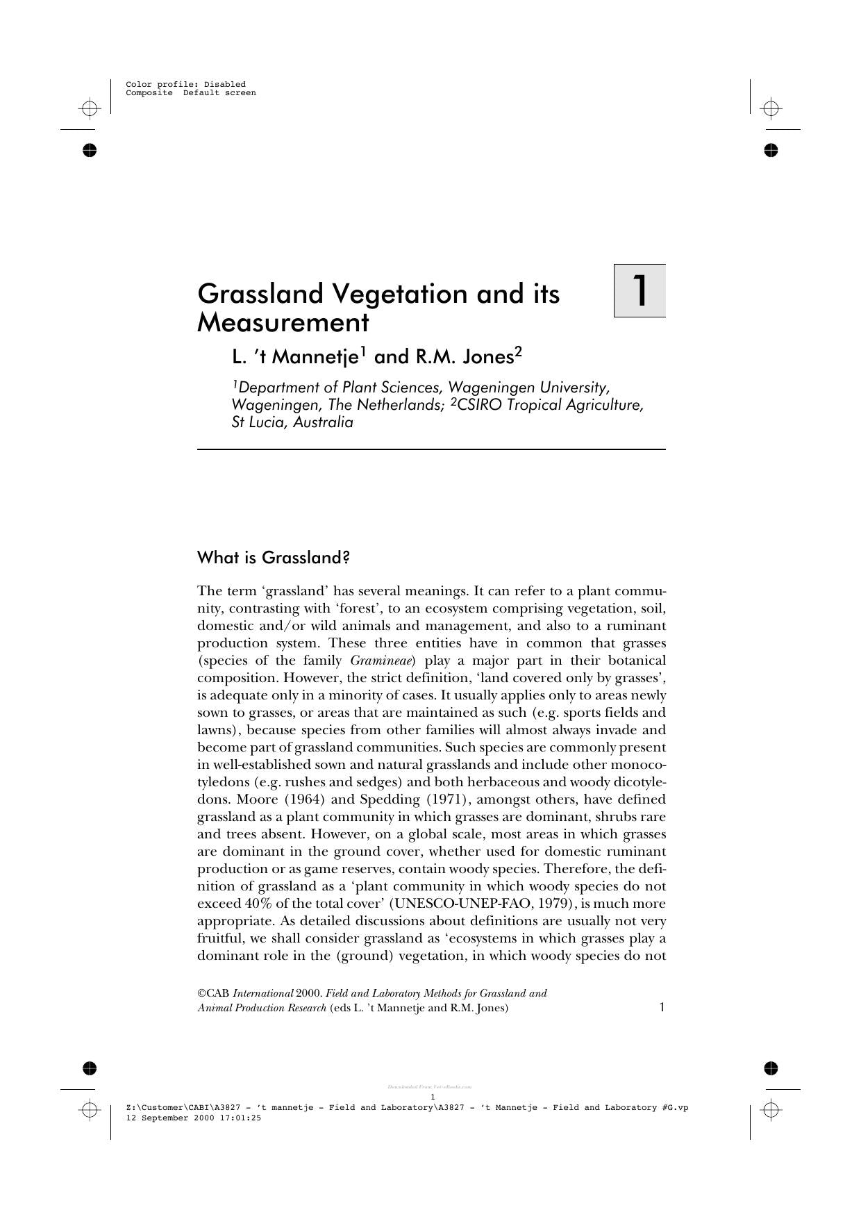 Field And Laboratory Methods For Grassland And Animal Production Research