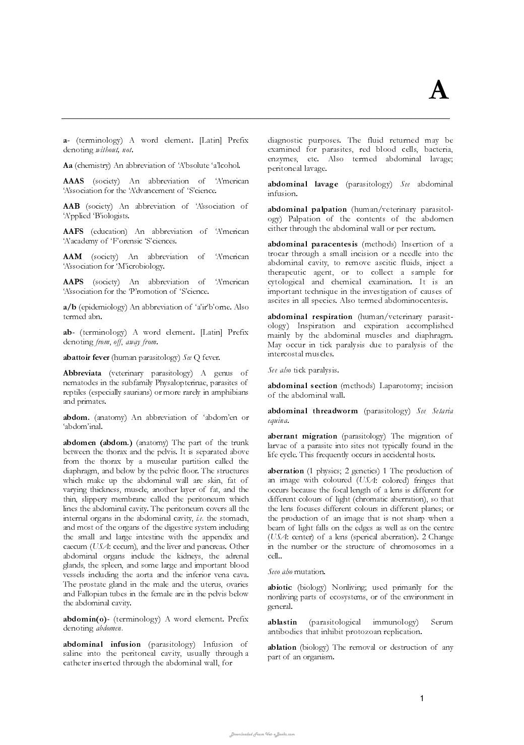 Dictionary Of Parasitology