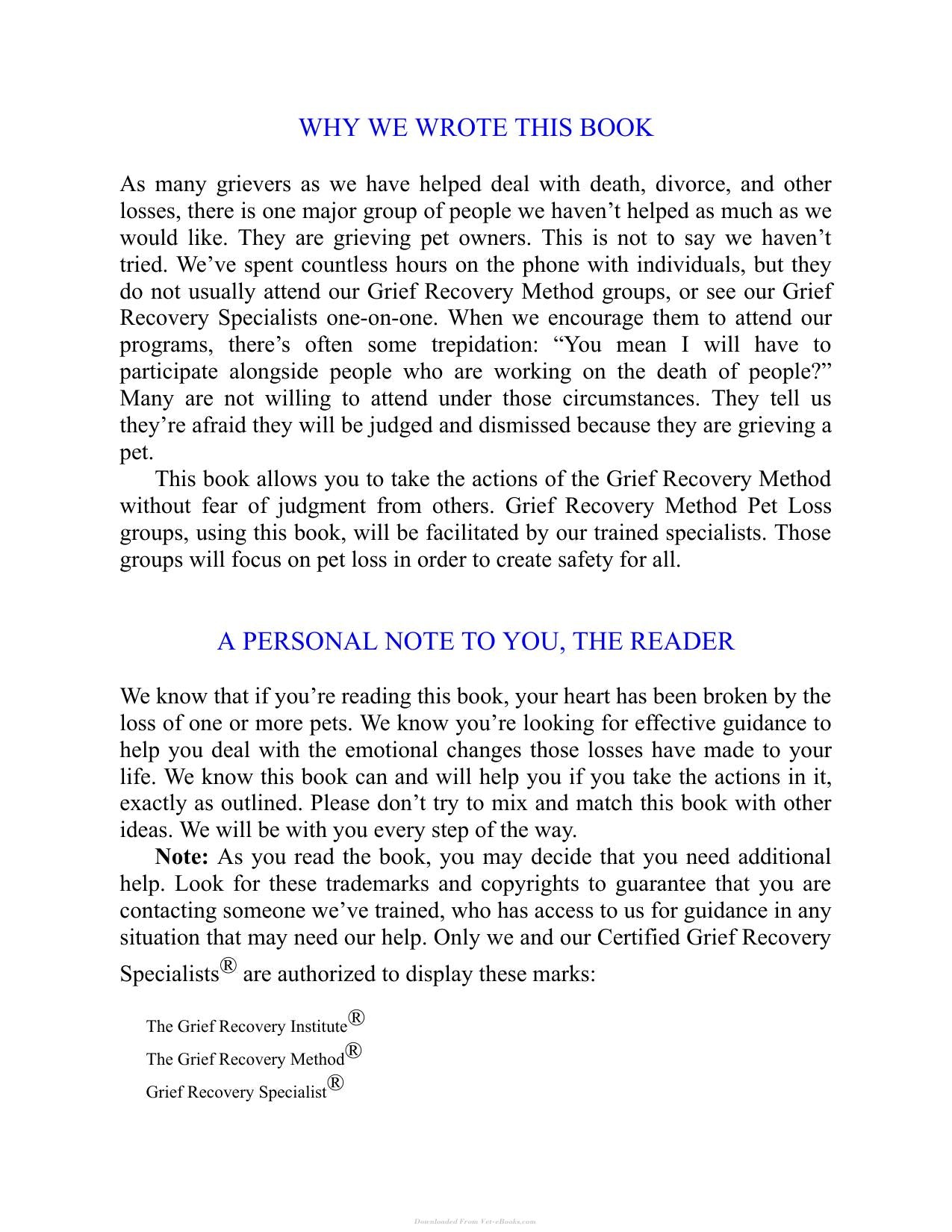 The Grief Recovery Handbook For Pet Loss
