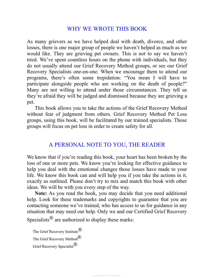 Preview page of The Grief Recovery Handbook for Pet Loss