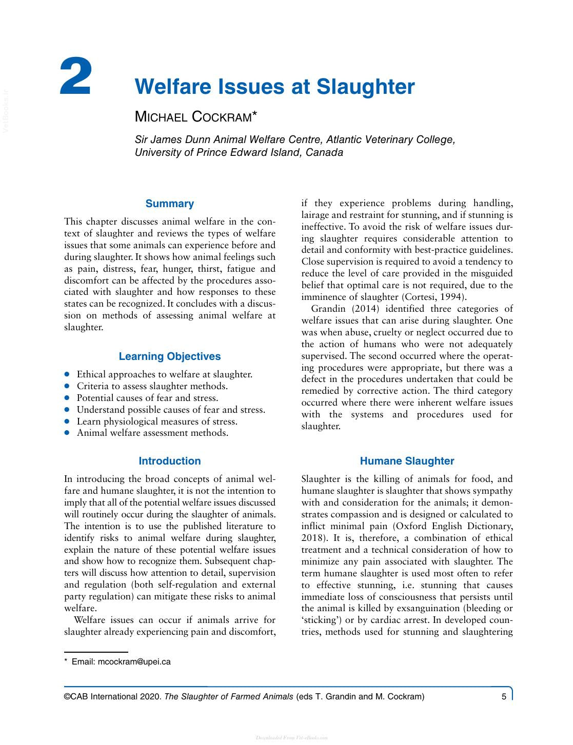 The Slaughter Of Farmed Animals Practical Ways Of Enhancing Animal Welfare