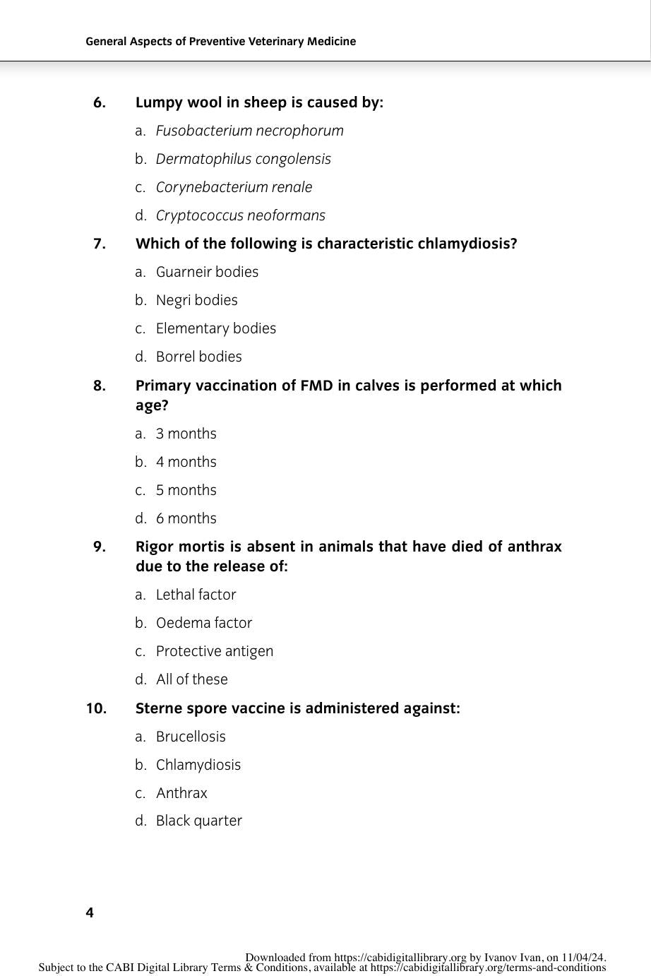 Key Questions In Preventative Farm Animal Medicine Volume 1 Types Causes And Treatment Of Infectious Diseases