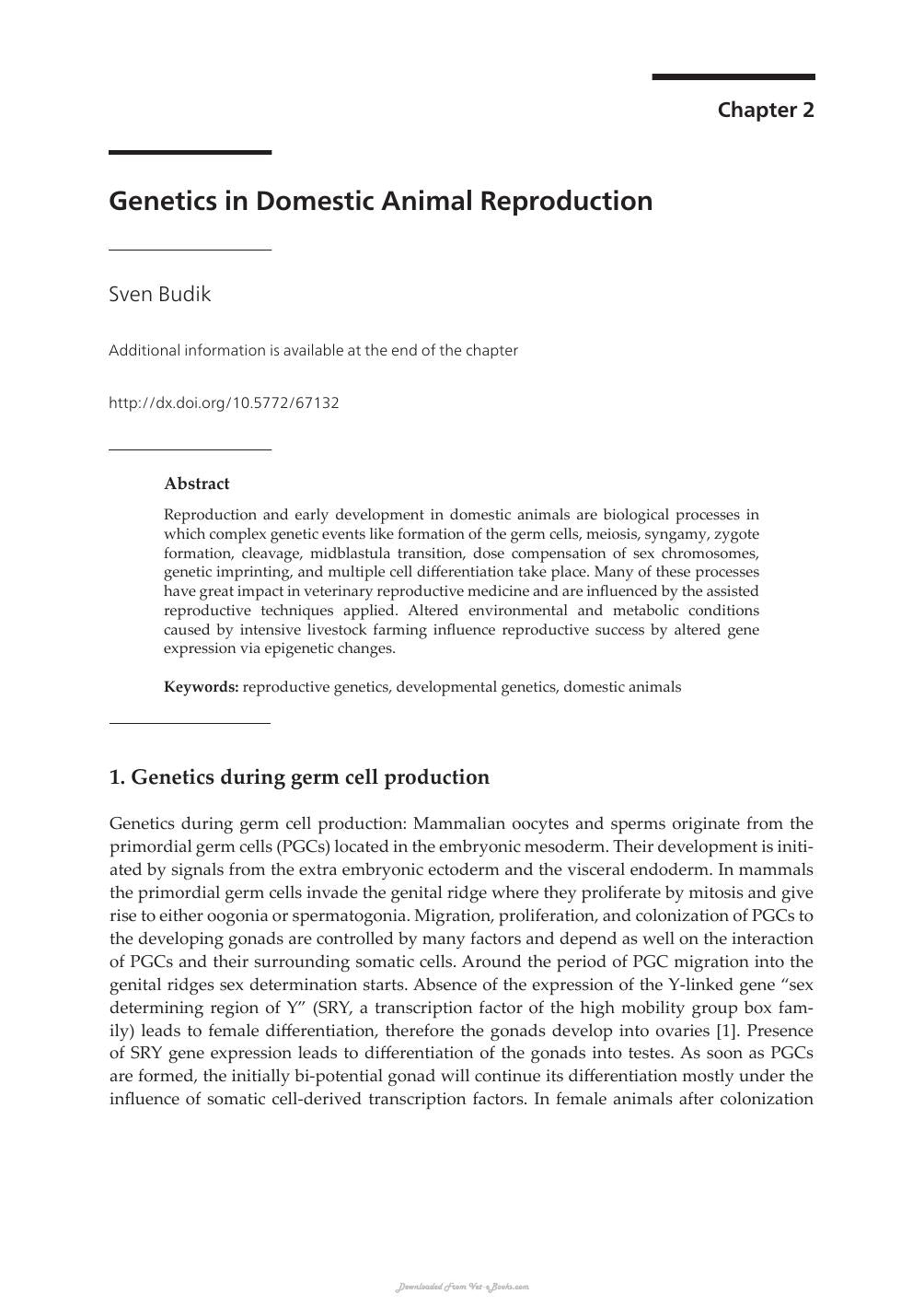 Trends And Advances In Veterinary Genetics