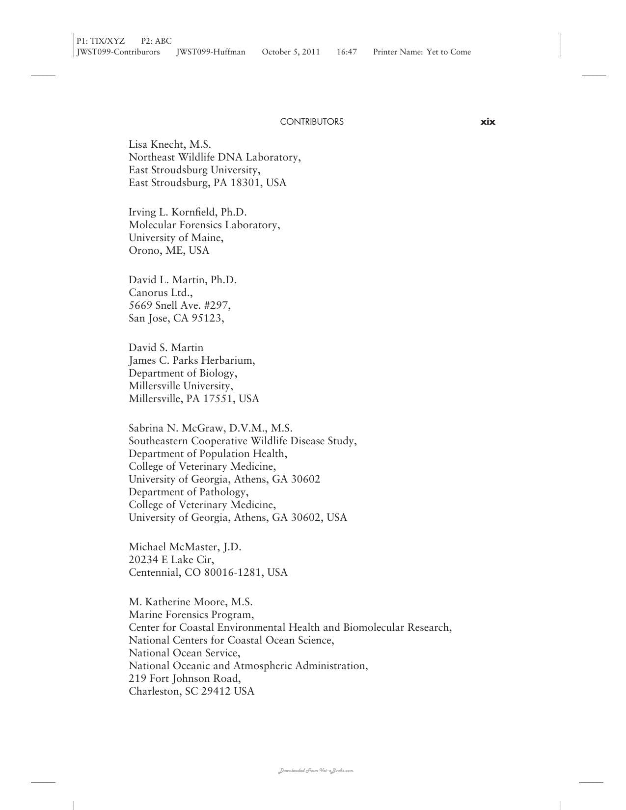 Wildlife Forensics Methods And Application