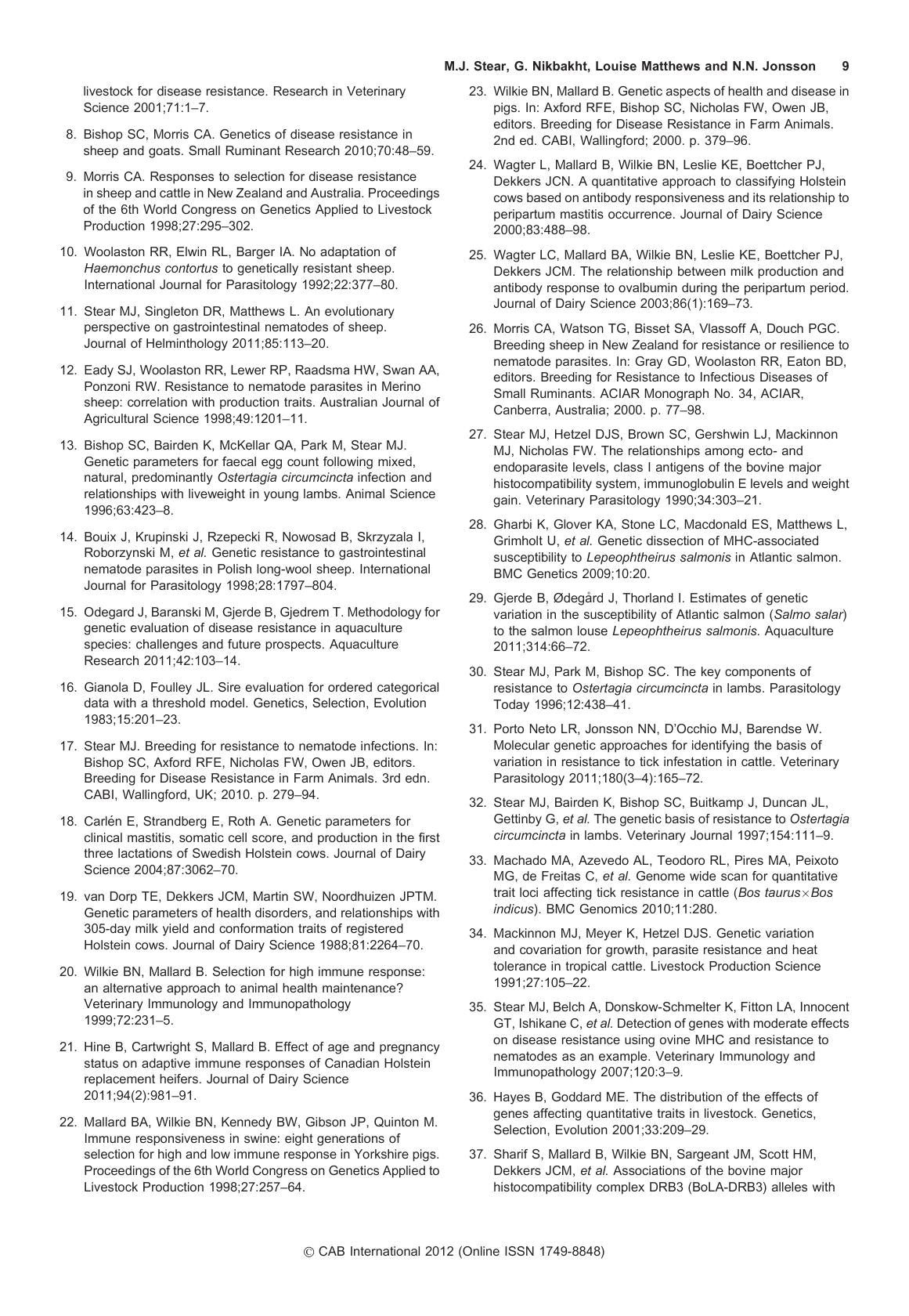 Animal Science Reviews 2012