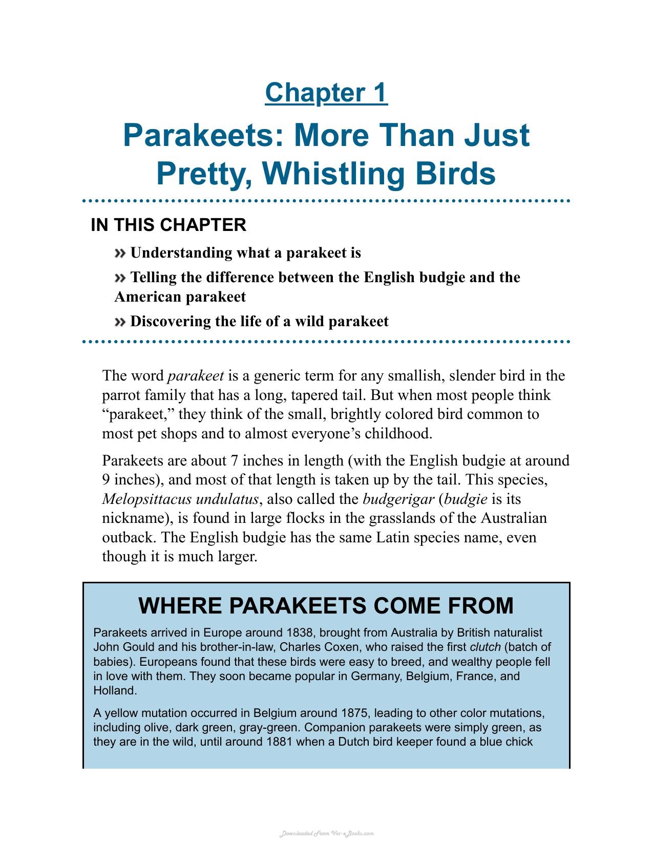 Parakeets For Dummies 2Nd Edition