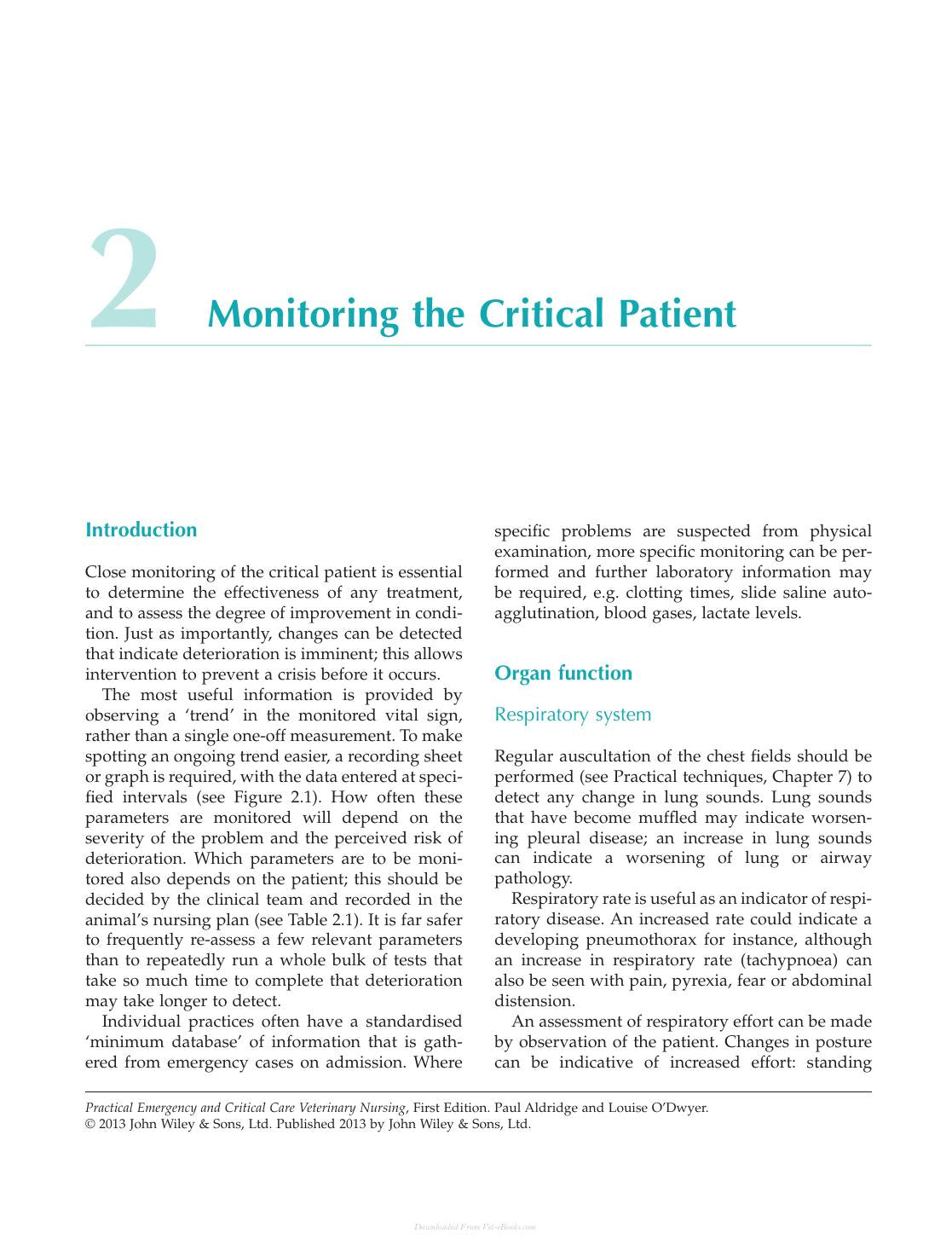 Practical Emergency And Critical Care Veterinary Nursing