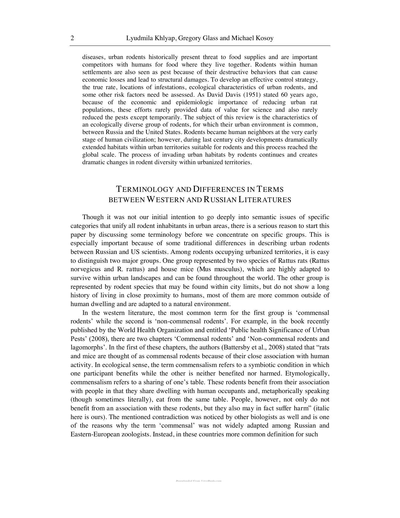 Rodents Habitat Pathology And Environmental Impact