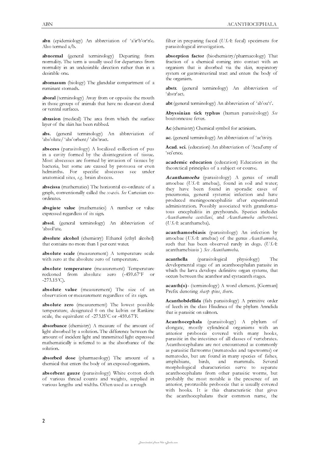 Dictionary Of Parasitology