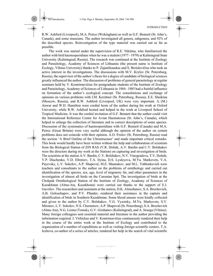 Preview page of Avian Malaria Parasites and Other Haemosporidia
