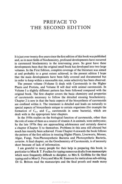 The Biochemistry of the Carotenoids Volume I Plants