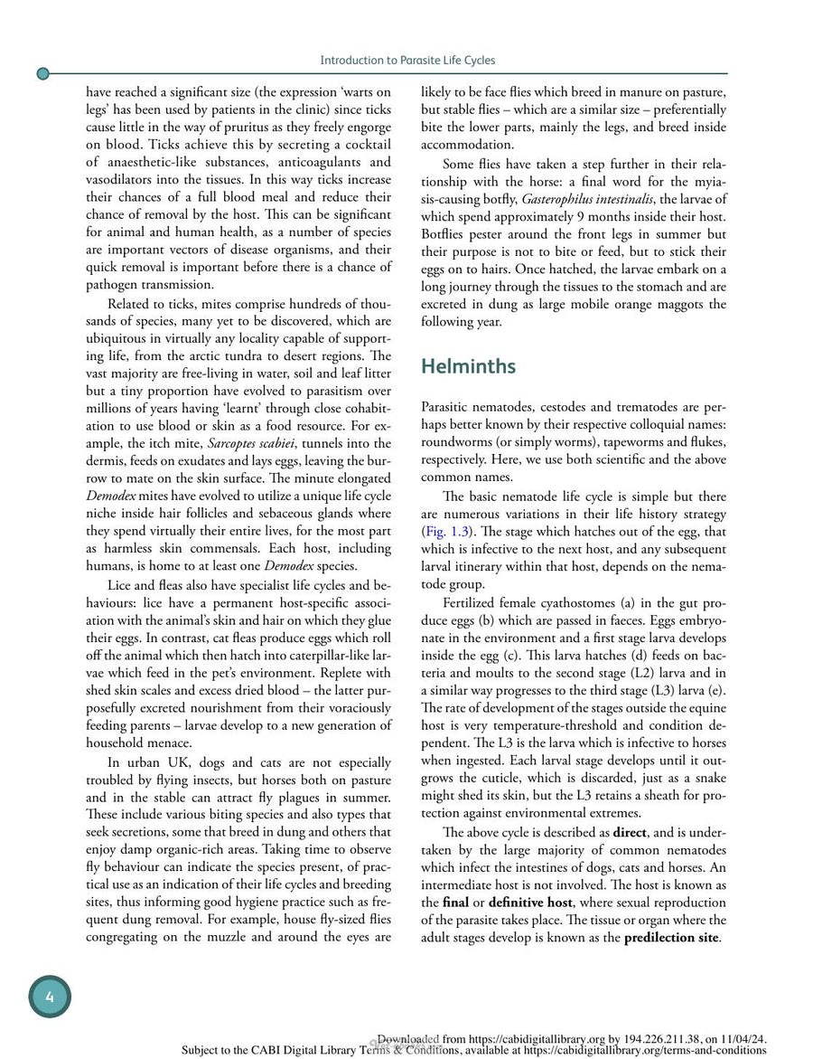 Preview page of A Colour Atlas of Companion Animal Parasites Life Cycles and Morphological Identification