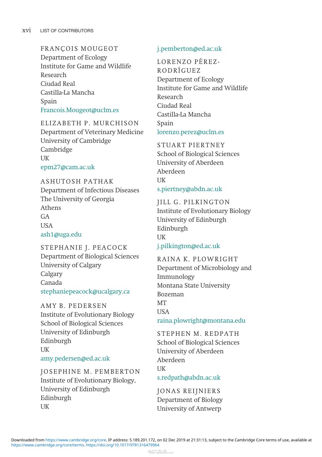 Wildlife Disease Ecology