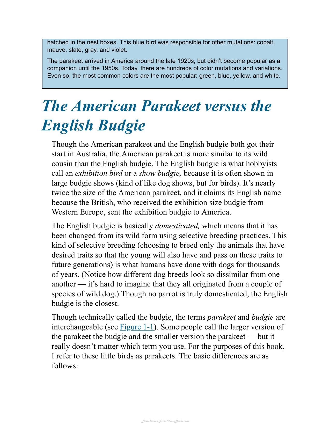 Parakeets For Dummies 2Nd Edition