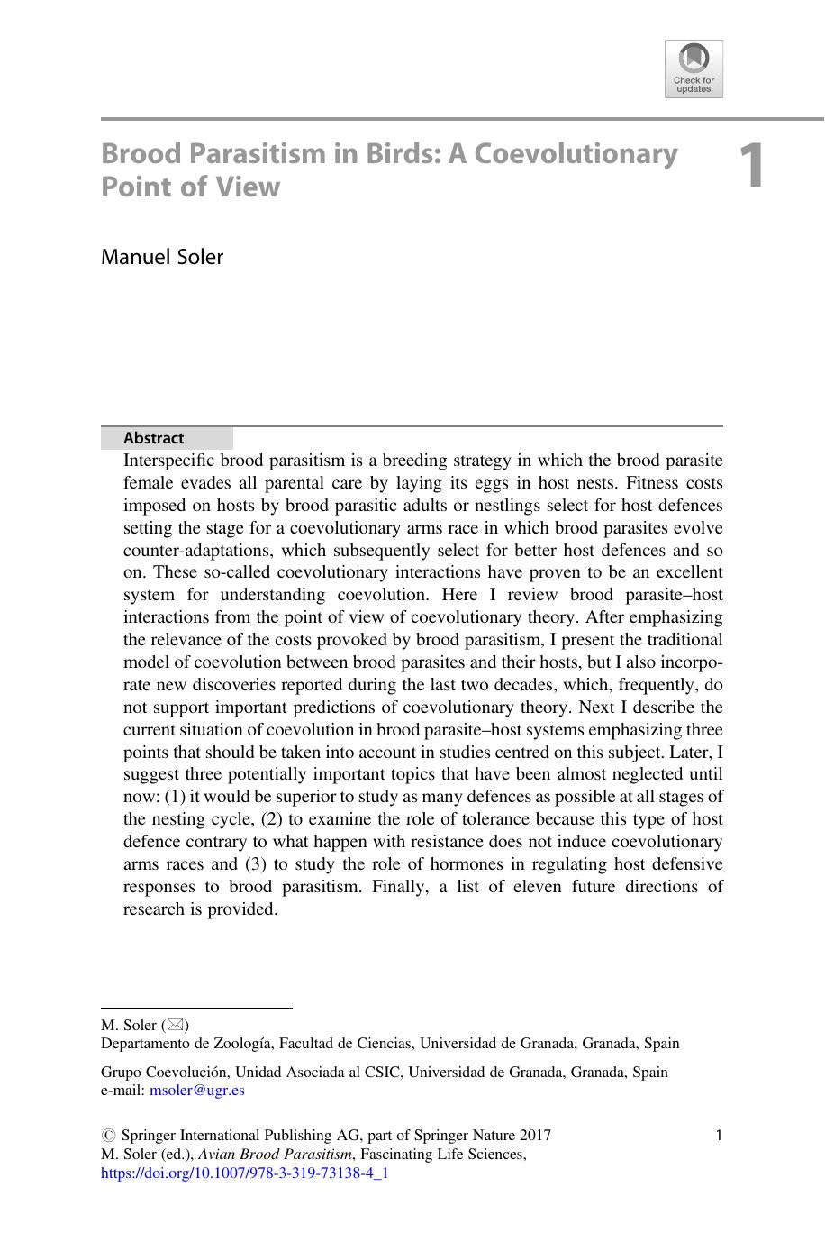Avian Brood Parasitism Behaviour Ecology Evolution And Coevolution