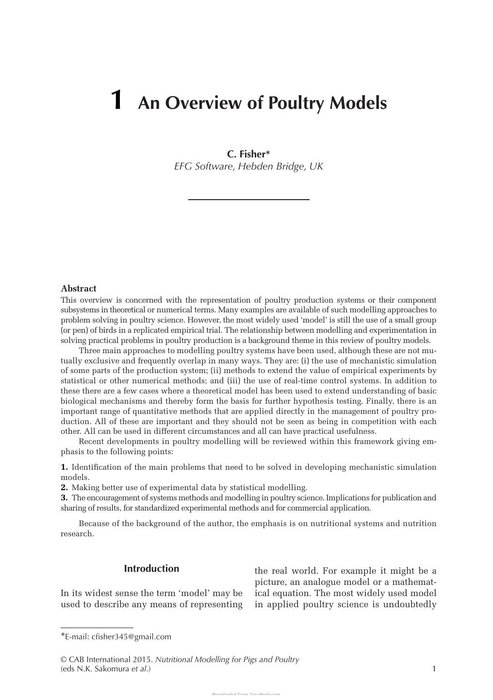 Nutritional Modelling For Pigs And Poultry