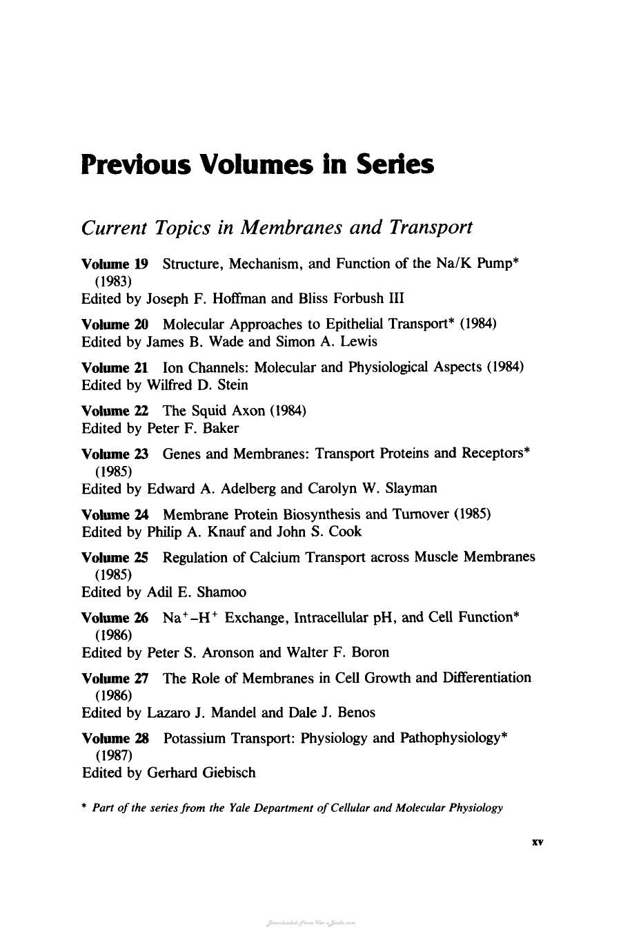 Cell Biology And Membrane Transport Processes