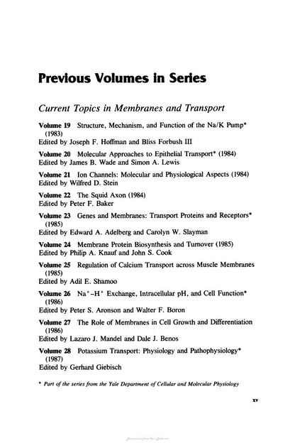 Cell Biology and Membrane Transport Processes