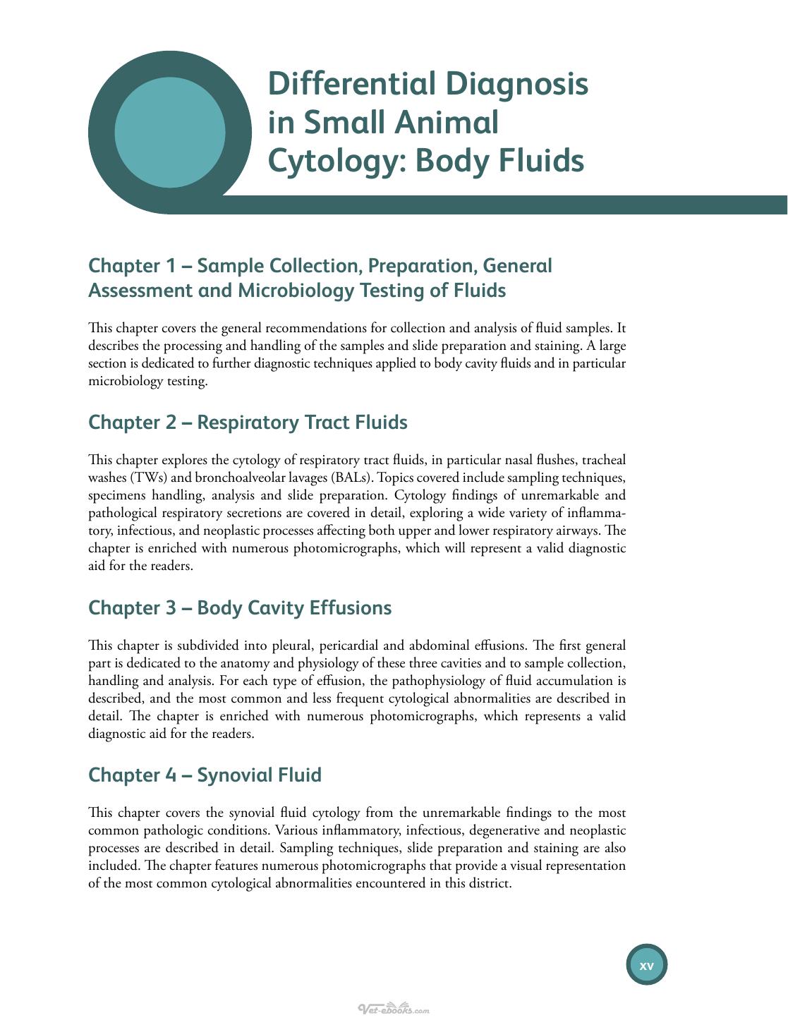 Differential Diagnosis Of Body Fluids In Small Animal Cytology