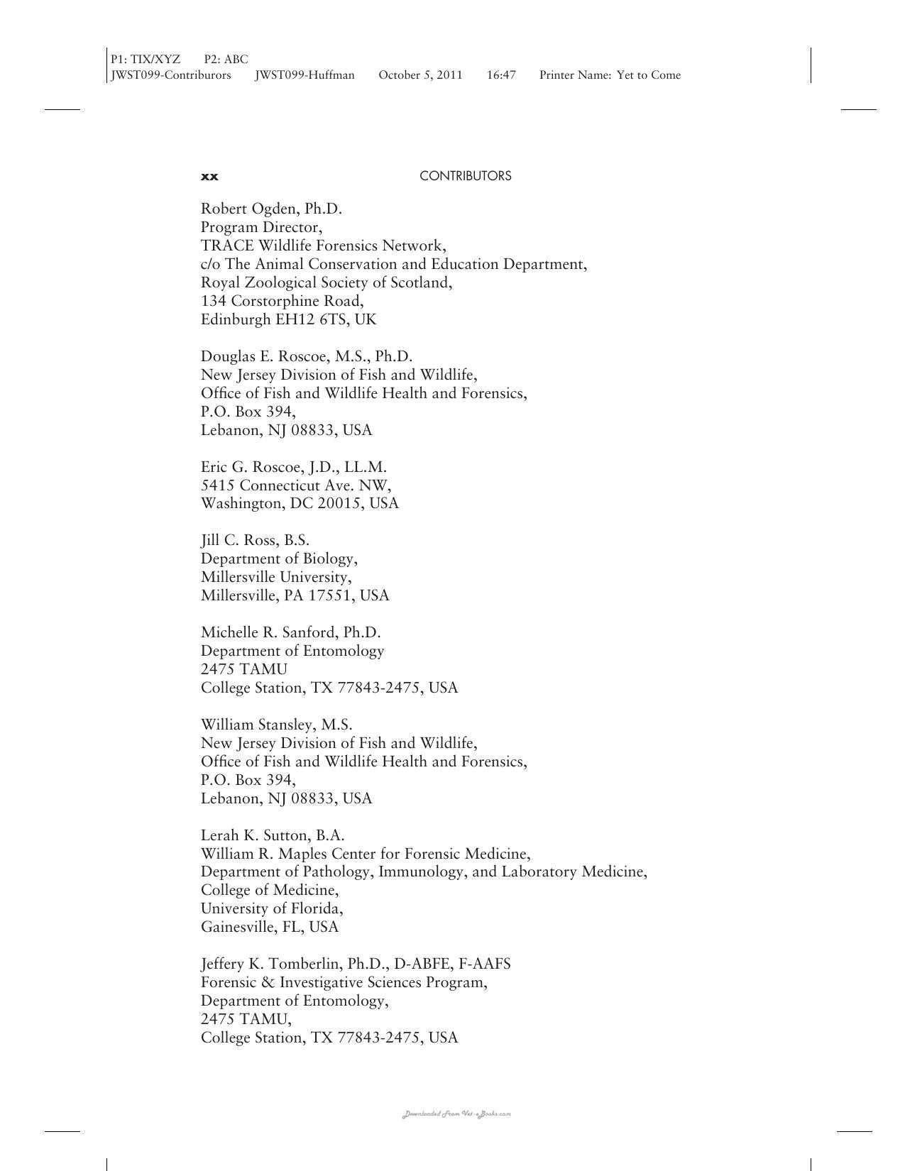 Wildlife Forensics Methods And Application