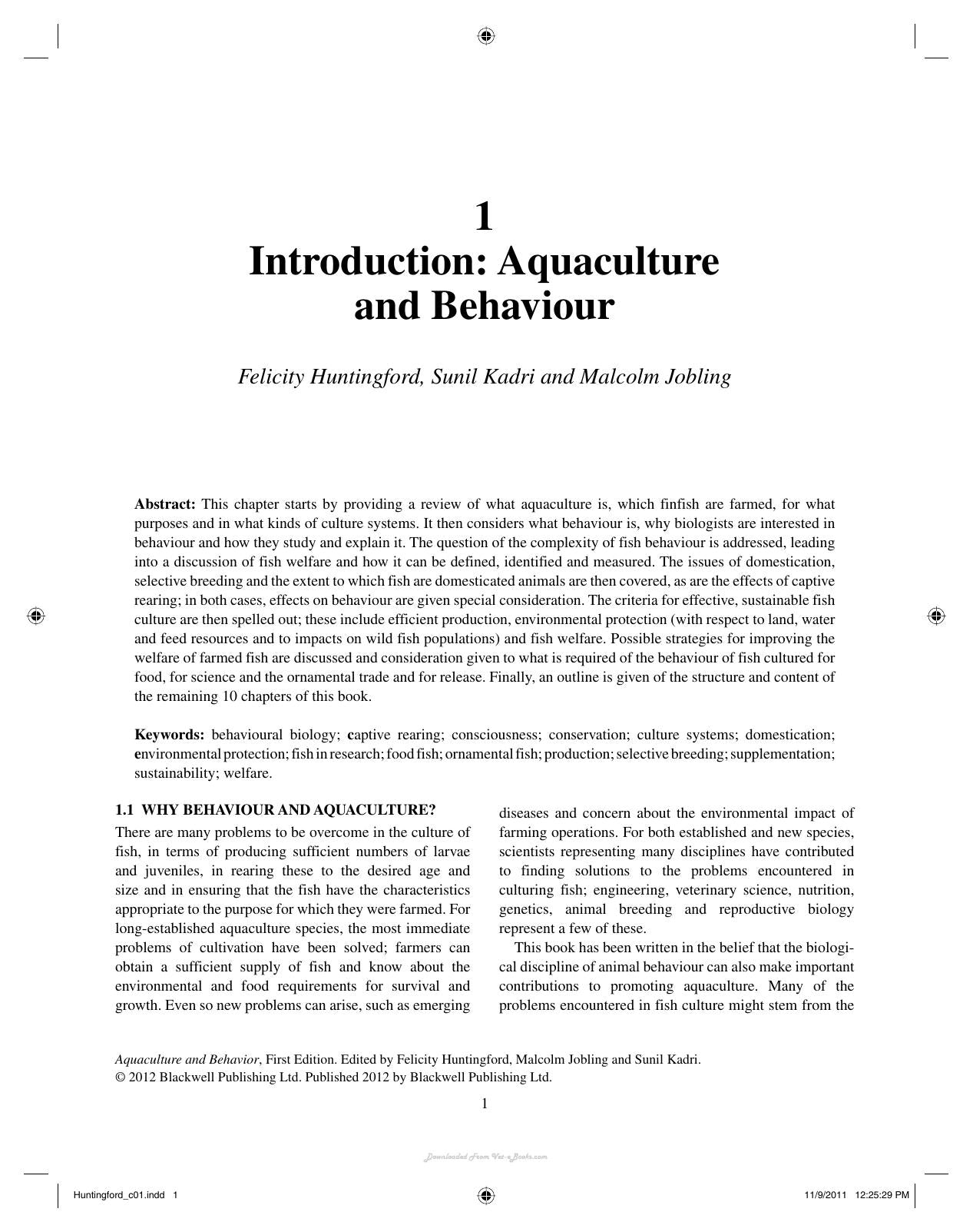 Aquaculture And Behavior