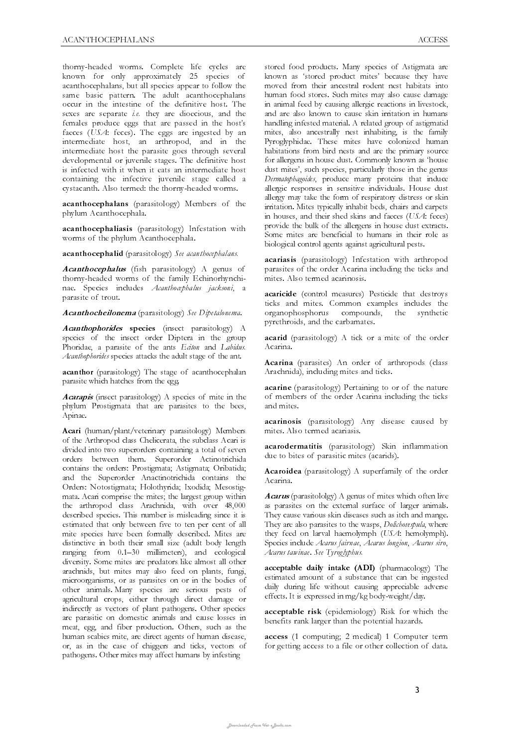 Dictionary Of Parasitology
