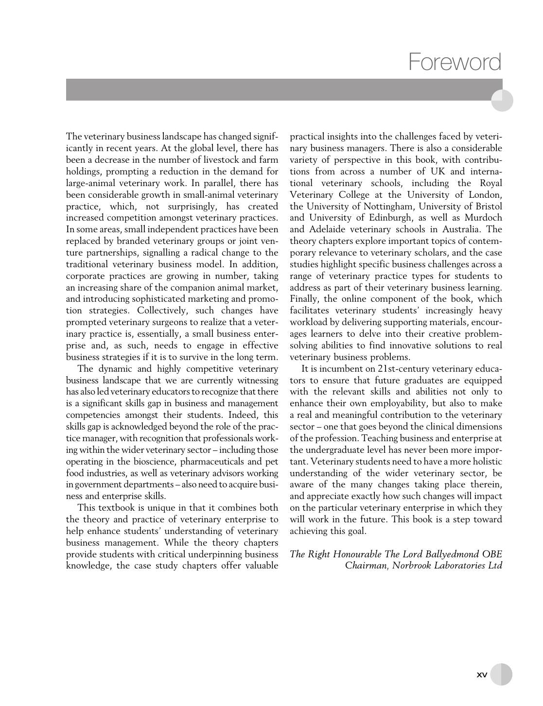 Veterinary Business And Enterprise Theoretical Foundations And Practical Cases