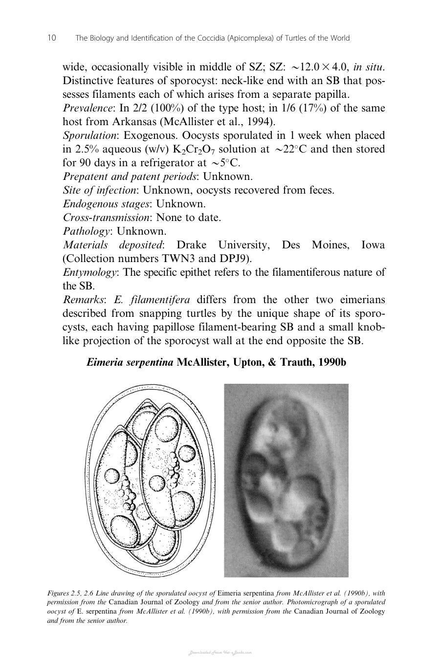 The Biology And Identification Of The Coccidia Apicomplexa Of Turtles Of The World
