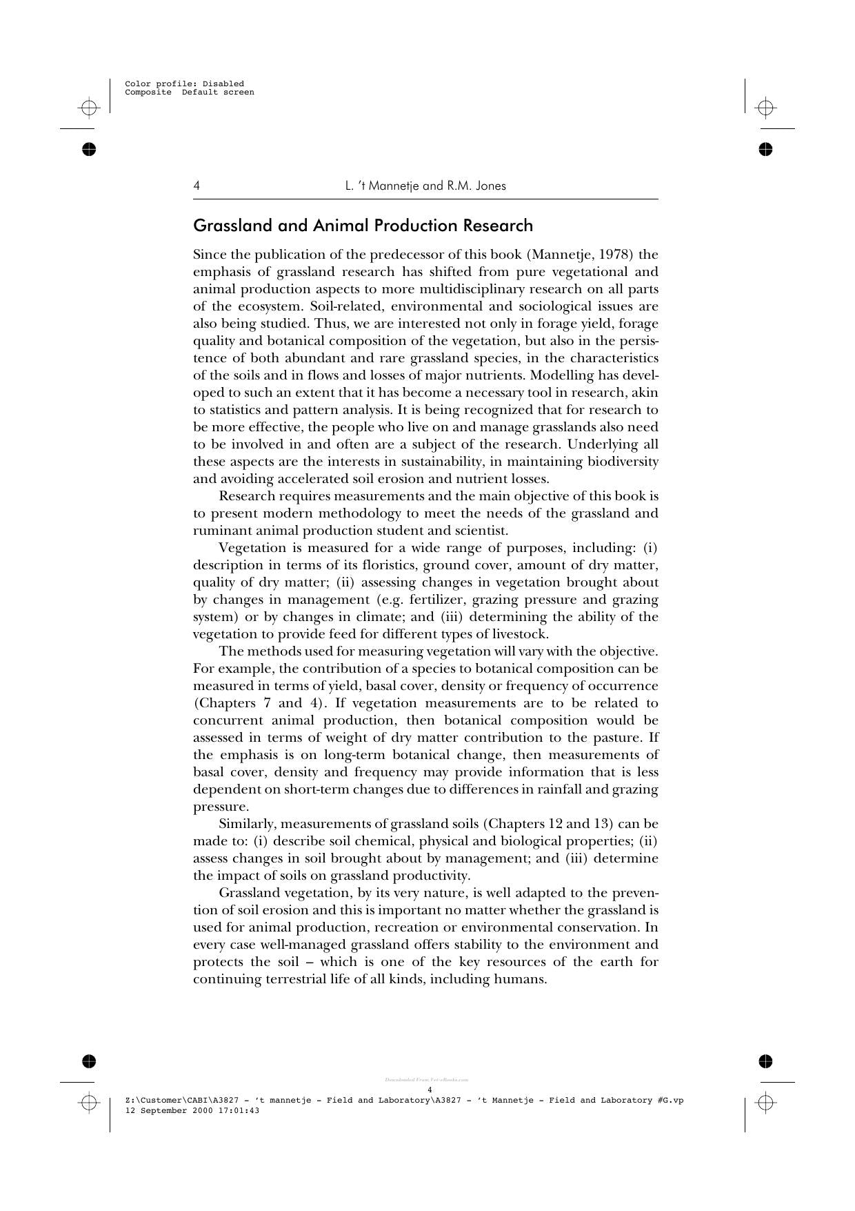 Field And Laboratory Methods For Grassland And Animal Production Research