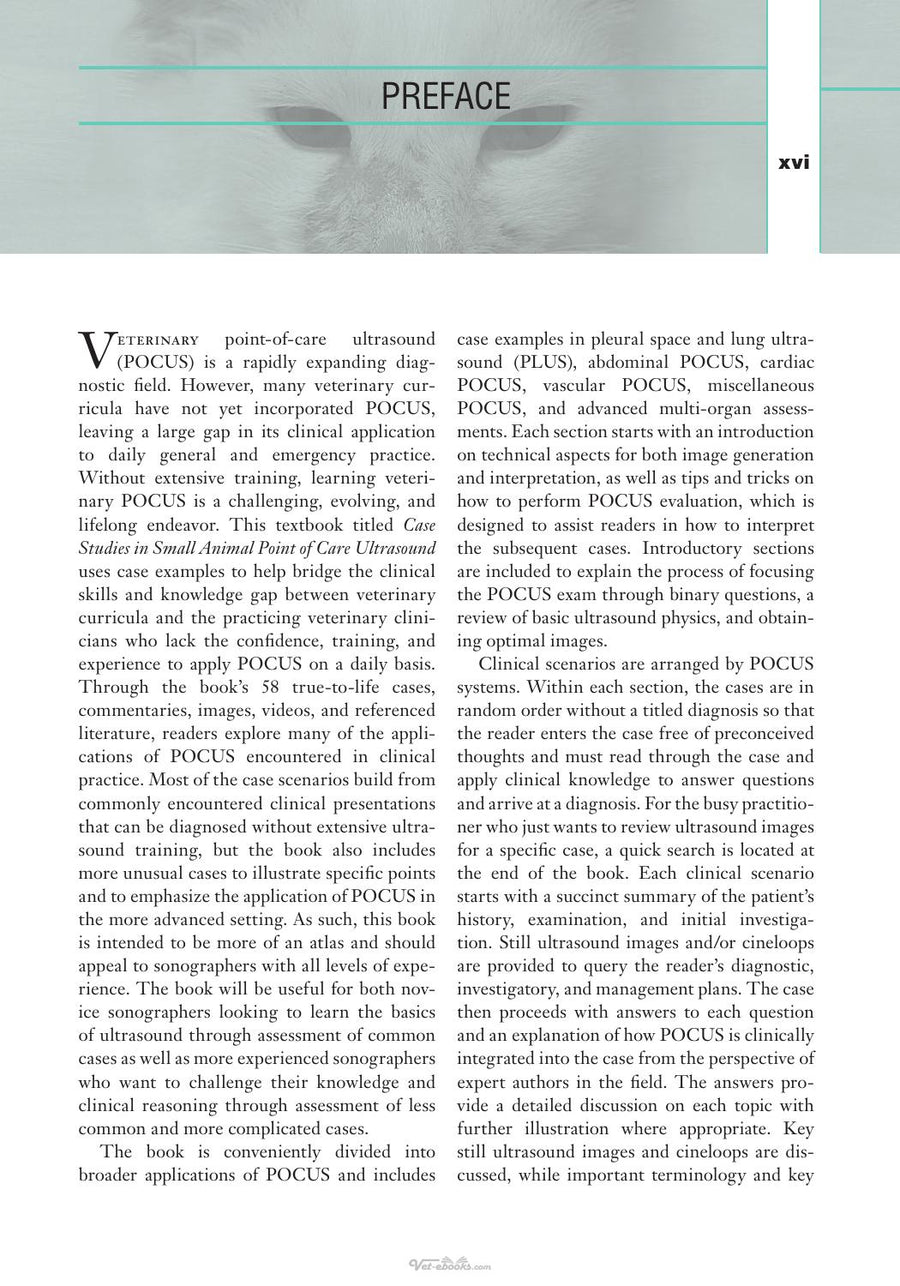 Preview page of Case Studies in Small Animal Point of Care Ultrasound a Color Handbook