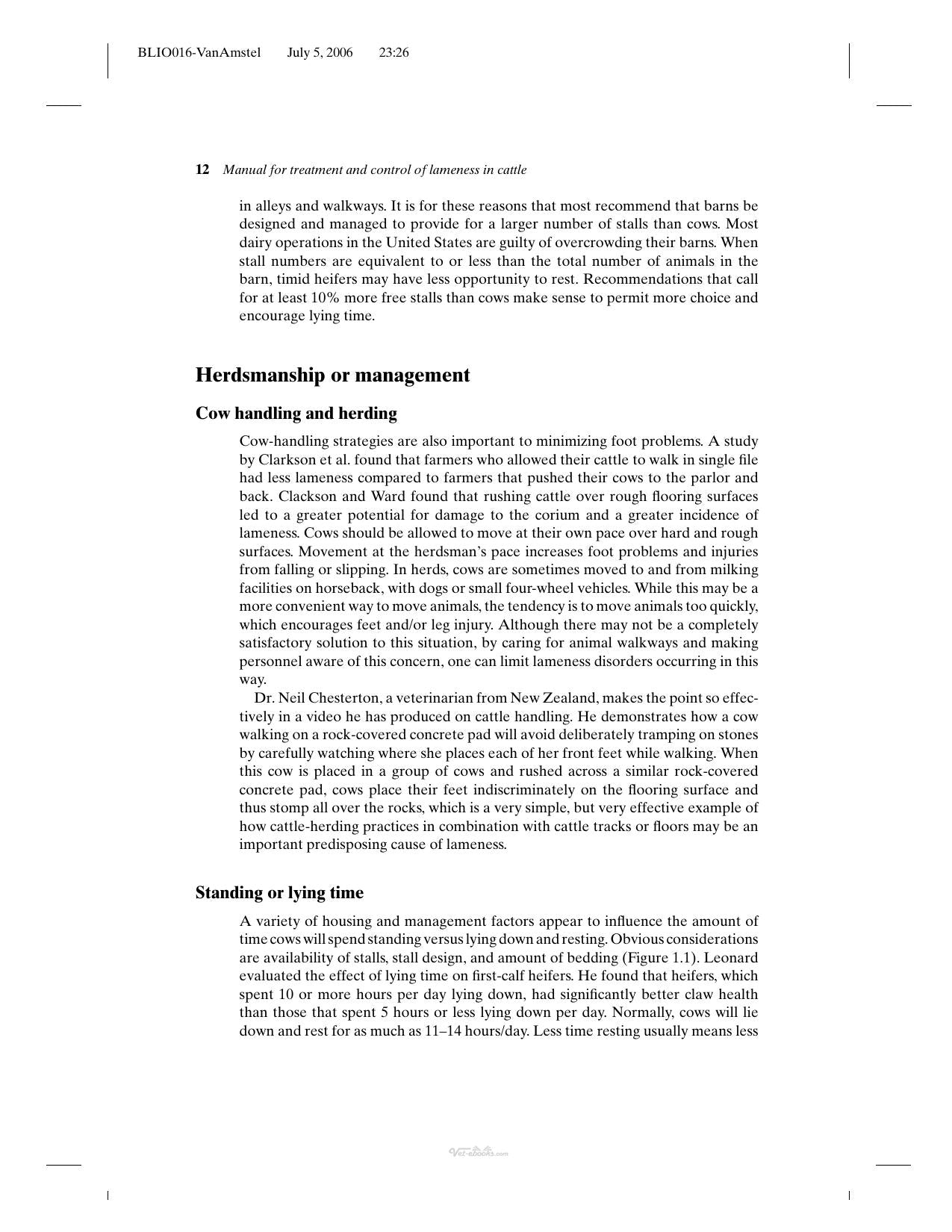 Manual For Treatment And Control Of Lameness In Cattle