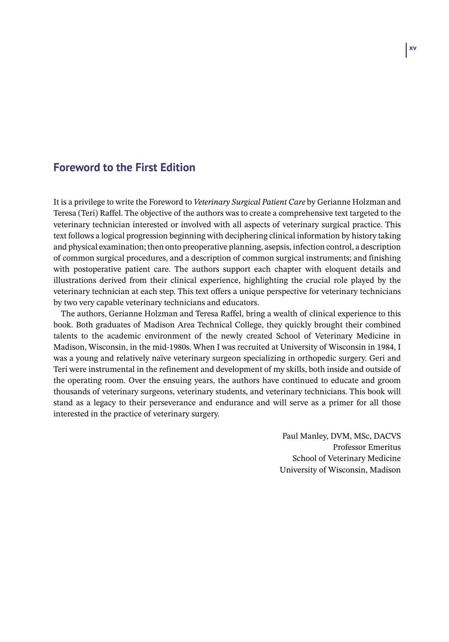 Preview page of Surgical Patient Care for Veterinary Technicians and Nurses