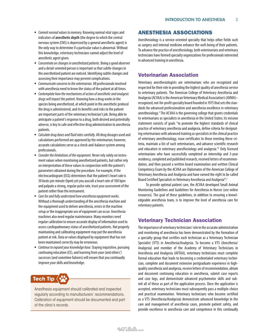 Preview page of Anesthesia Analgesia and Pain Management for Veterinary Technicians