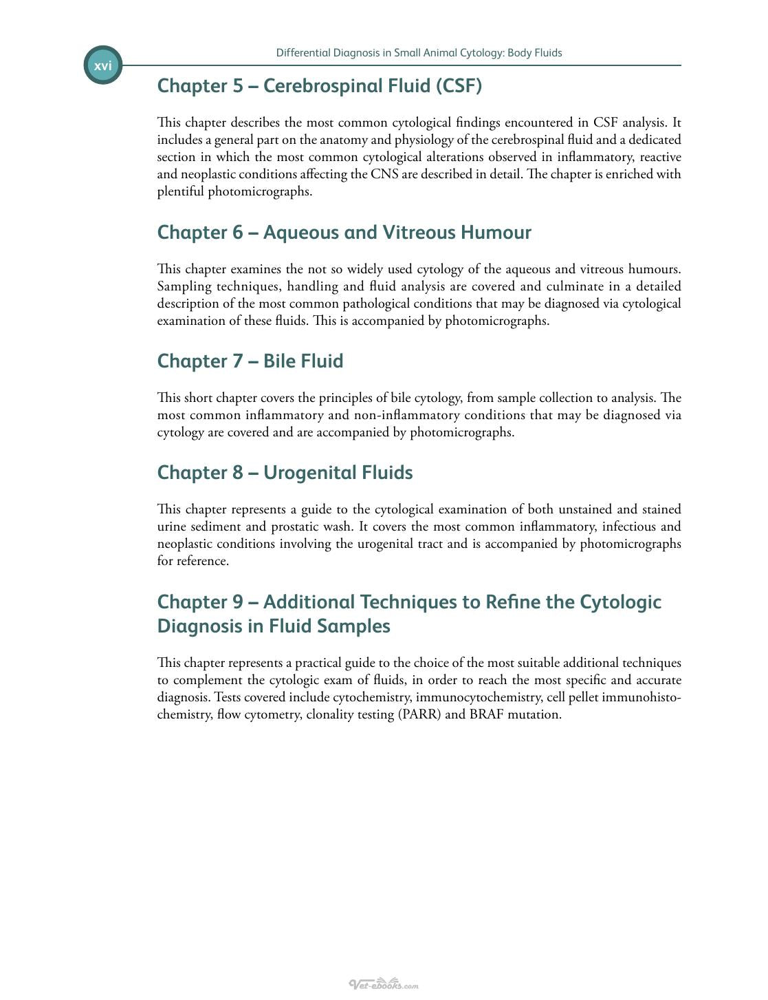 Differential Diagnosis Of Body Fluids In Small Animal Cytology