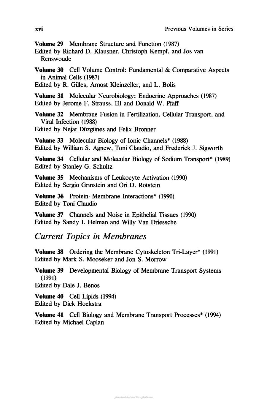 Cell Biology And Membrane Transport Processes