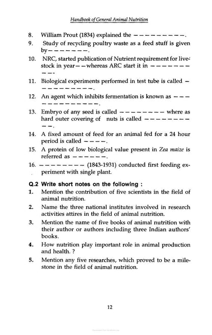 Handbook of General Animal Nutrition