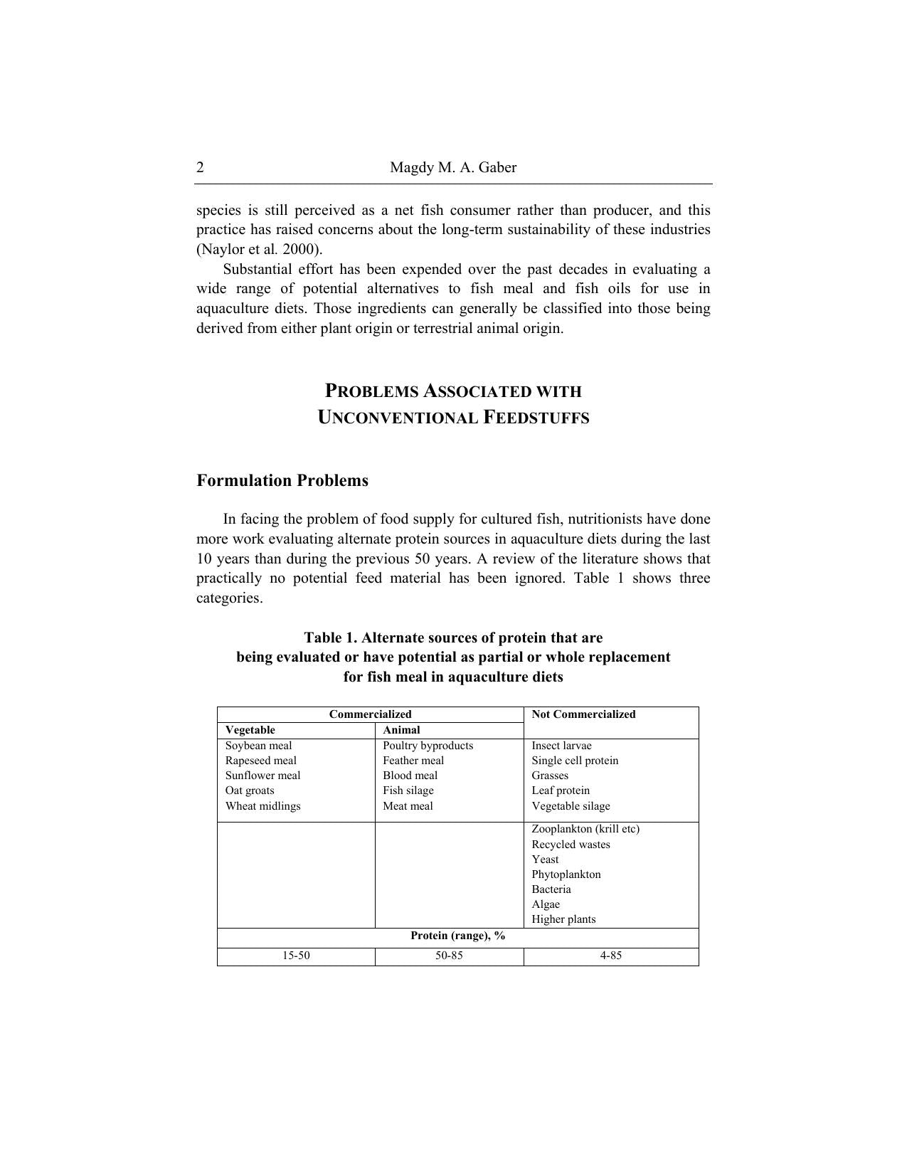 Production Of Freshwater Fish With Unconventional Ingredients In Egypt