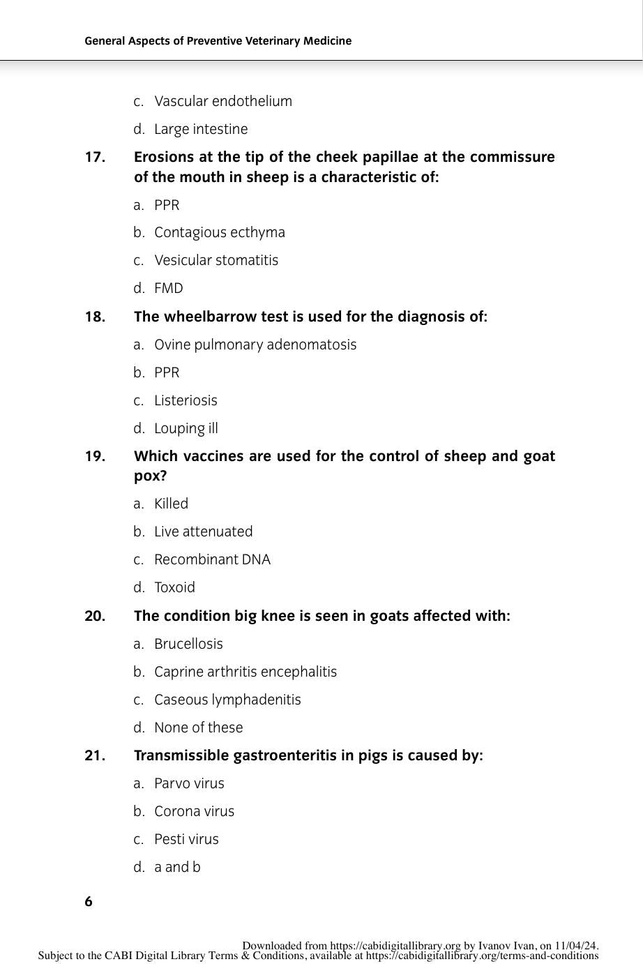 Key Questions In Preventative Farm Animal Medicine Volume 1 Types Causes And Treatment Of Infectious Diseases