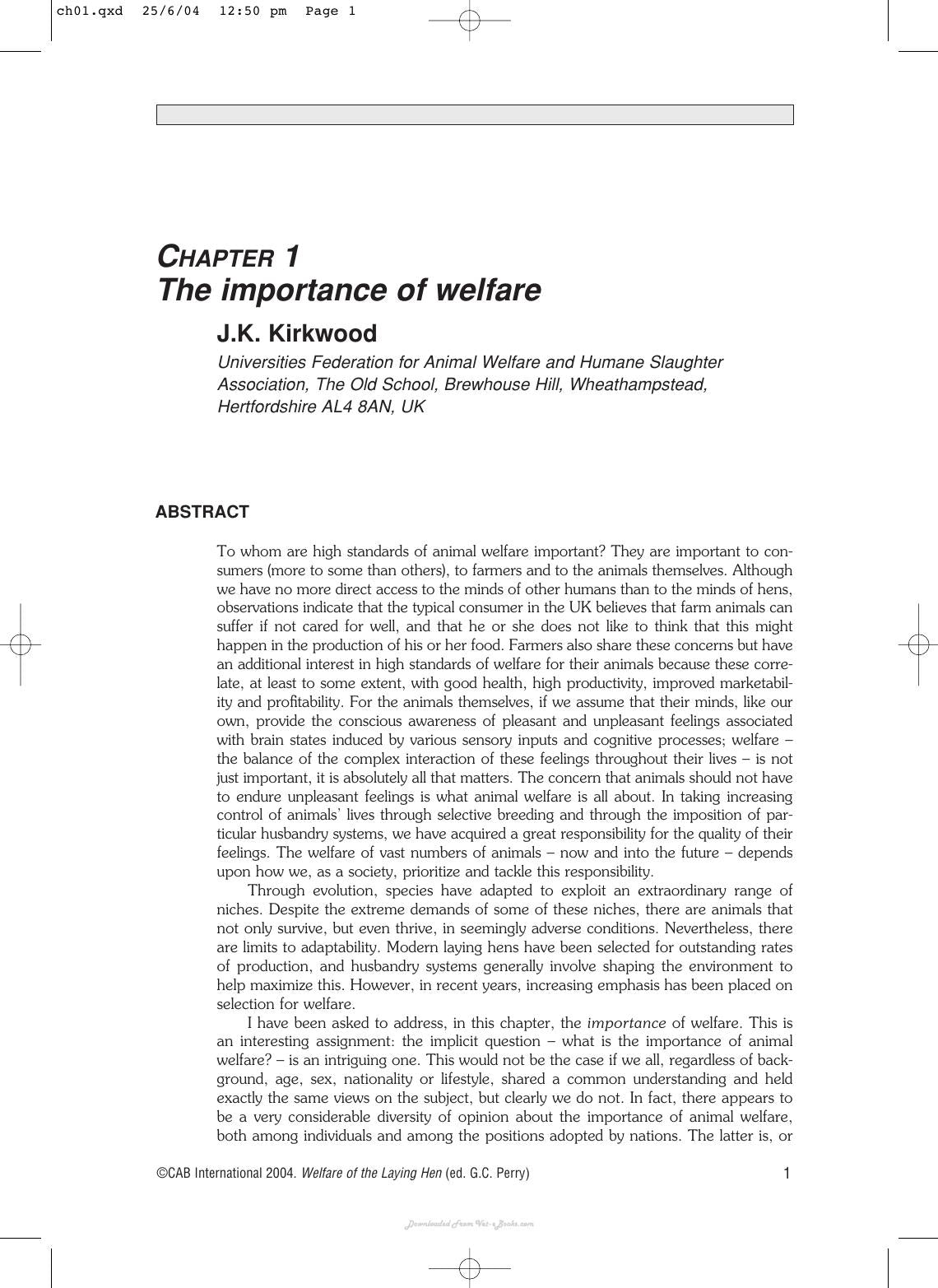 Welfare Of The Laying Hen