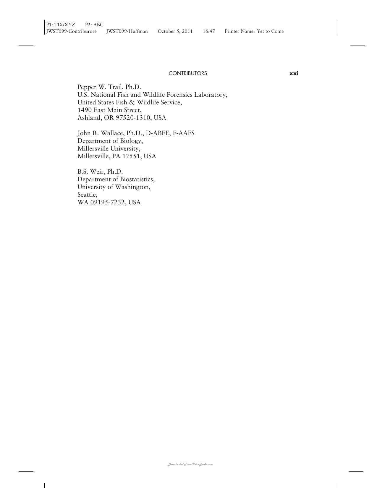 Wildlife Forensics Methods And Application