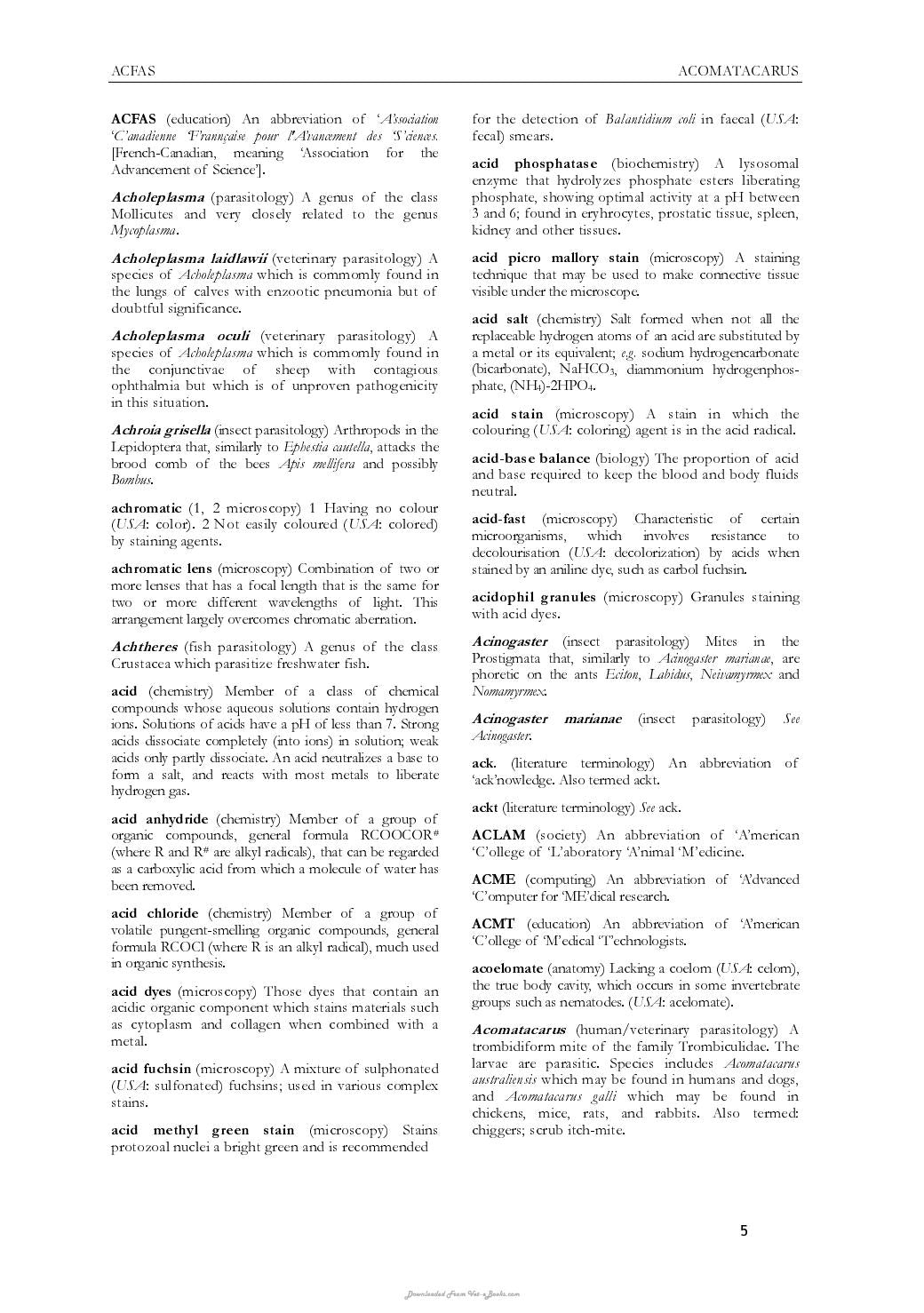 Dictionary Of Parasitology