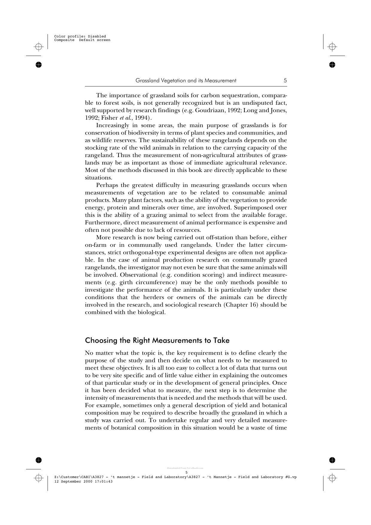 Field And Laboratory Methods For Grassland And Animal Production Research