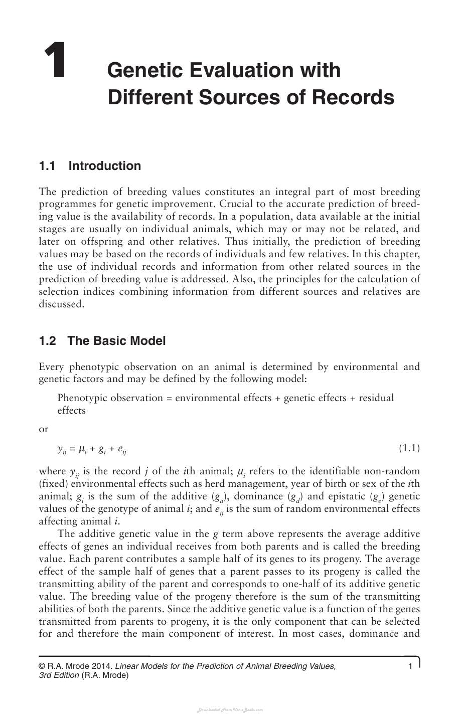 Linear Models For The Prediction Of Animal Breeding Values