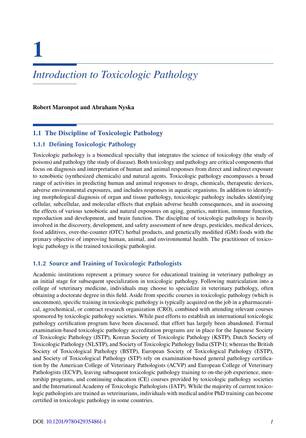 Toxicologic Pathology A Primer