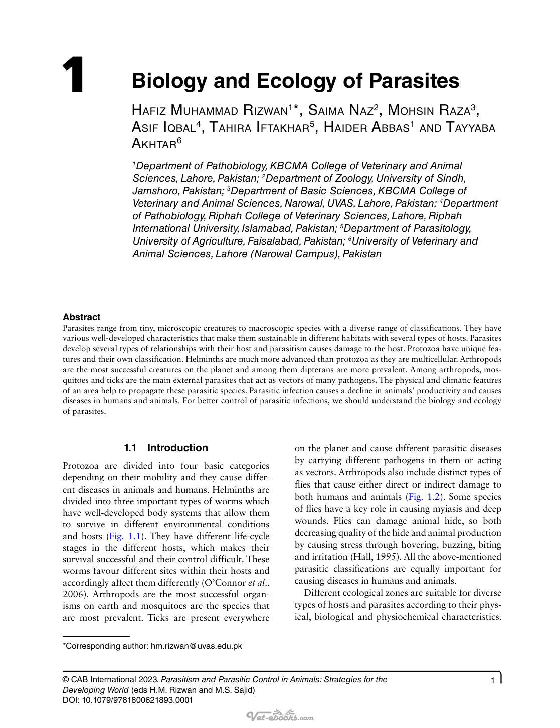 Parasitism And Parasitic Control In Animals Strategies For The Developing World