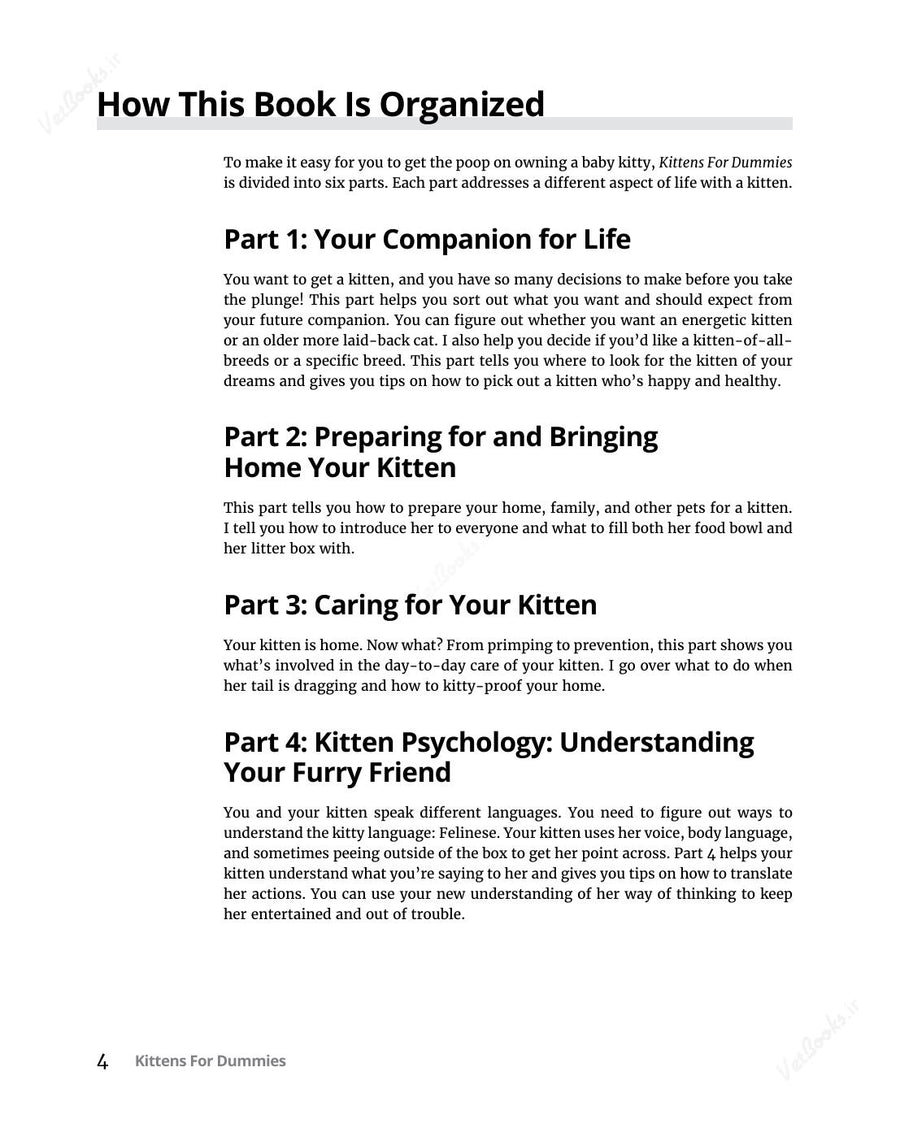 Preview page of Kittens For Dummies