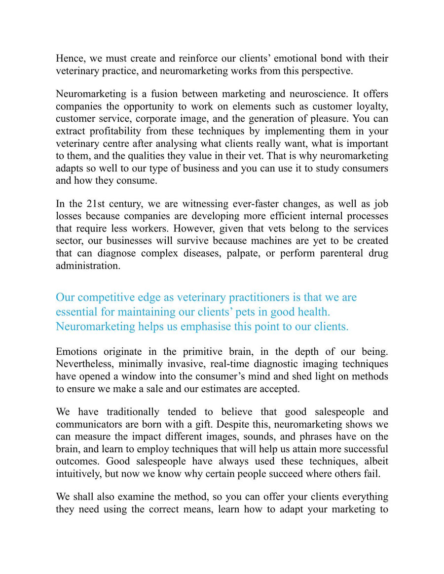 Preview page of Charm Your Clients Neuromarketing for Vet
