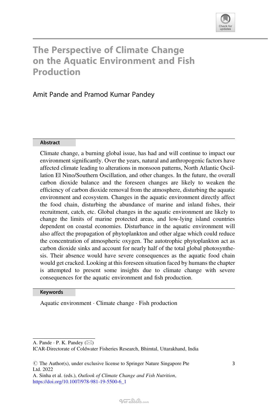 Outlook Of Climate Change And Fish Nutrition